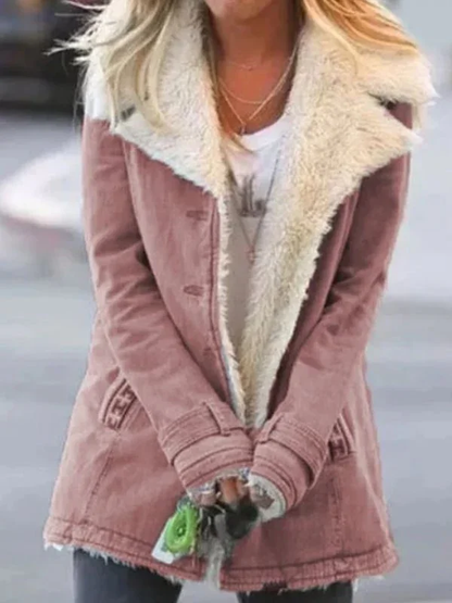 Manteau Mi-Long avec Col Revers Uni pour Automne et Hiver