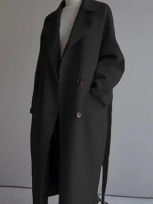 Manteau Urbain Long à Ceinture – Coupe Ample et Élégante pour Toutes Occasions