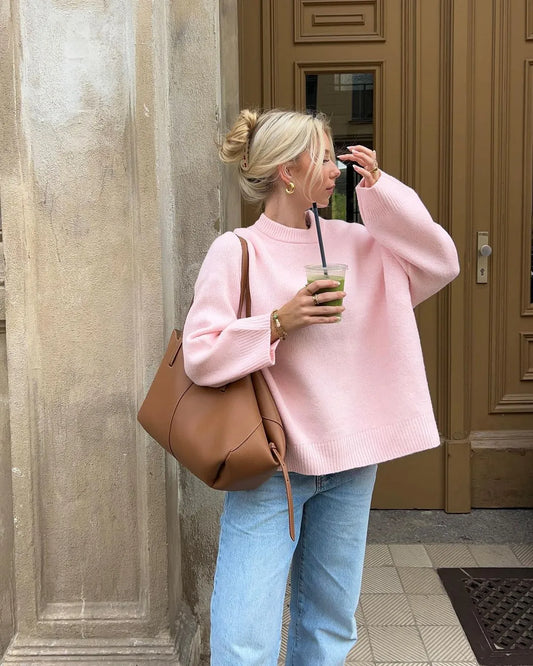 Pull Décontracté à Col Rond – Élégant et Coupe Ample