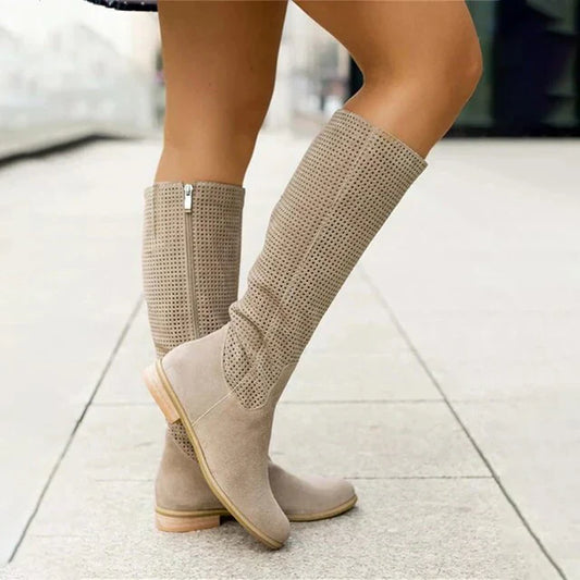 Bottes Hautes d’Hiver pour Femmes – Fermeture Éclair et Design Élégant