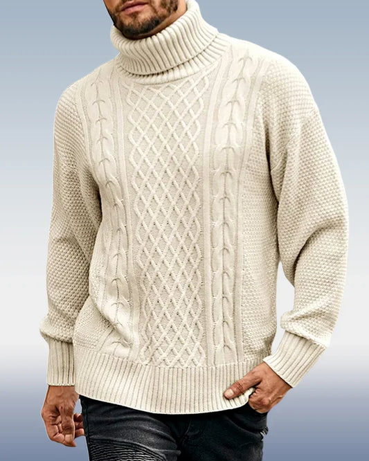 Pull à Manches Longues avec Col Roulé pour Homme – Disponible en 3 Couleurs