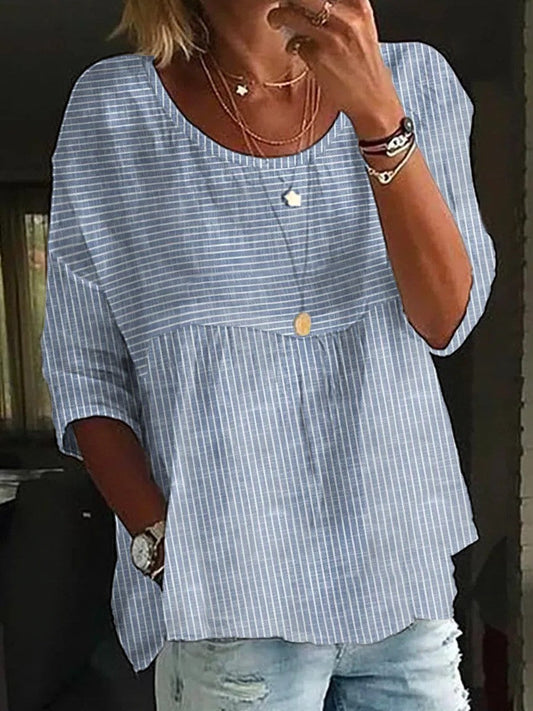 Aina - T-shirt décontracté à col ras du cou avec rayures tendance