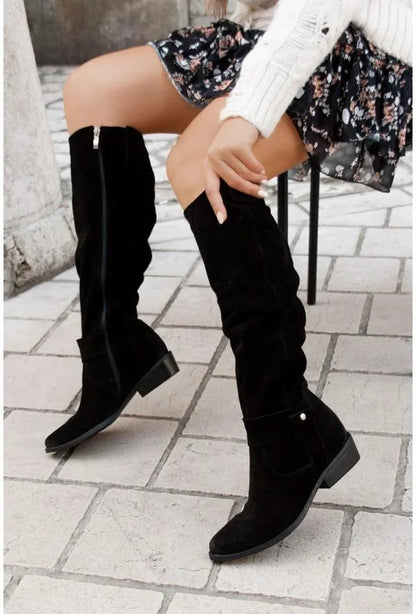 Bottes Femme Hauteur Genou – Couleur Unie et Élégante