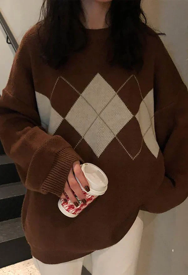 Pull Vintage Argyle pour Hommes, Confort et Élégance Décontractée