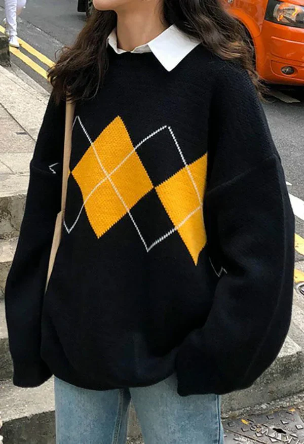 Pull Vintage Argyle pour Hommes, Confort et Élégance Décontractée